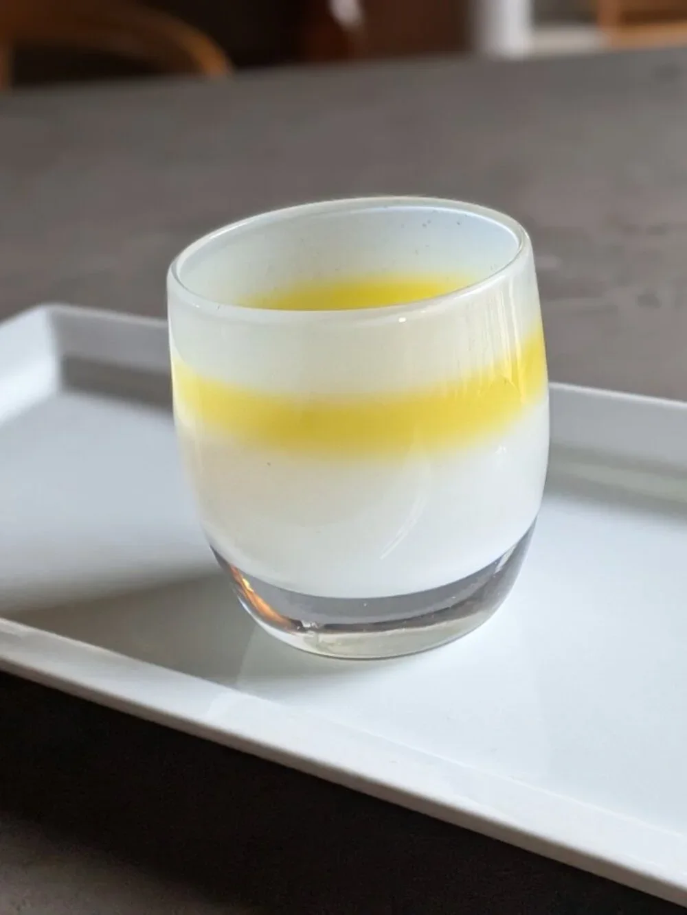 White/Yellow Glassbaby Votive Candle Holder